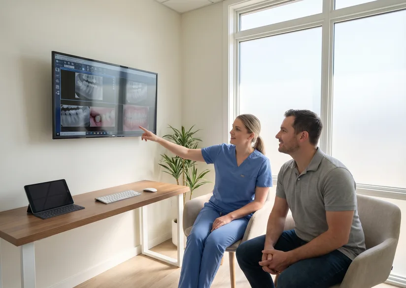 Dentist reviewing treatment options with a patient