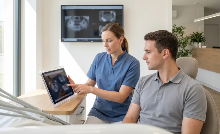 Dentist explaining treatment options to a patient