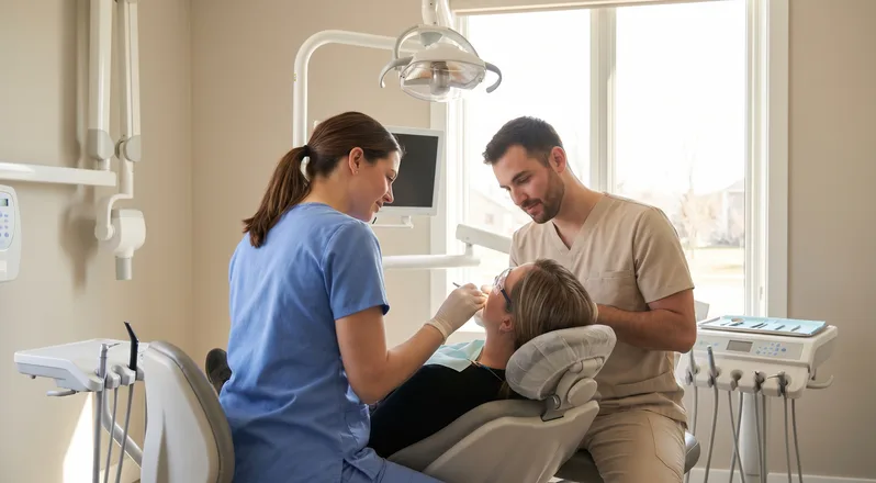 Dental team providing gentle chairside care